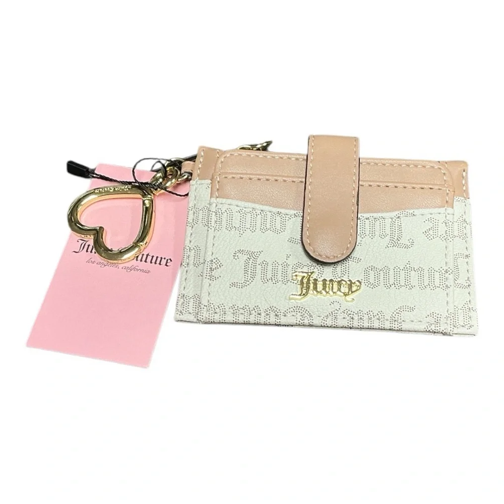 Juicy Couture - NWT - Tan and Cream Card Holder with Key Fob
